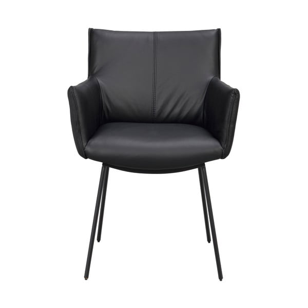 Czarne tapicerowane fotele jadalniane zestaw 2 szt. Hinckley – Rowico-image-2