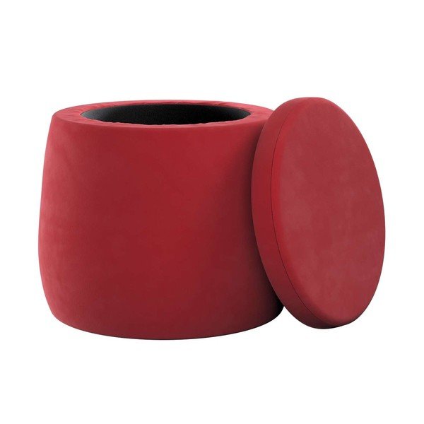 Czerwony aksamitny puf dziecięcy Posh Velvet – Yellow Tipi-image-1