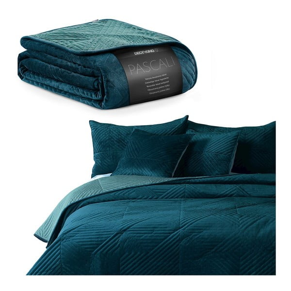 Zielono-niebieska dwustronna narzuta na łóżko DecoKing Pascali, 220x240 cm
