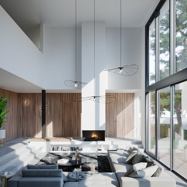 Czarna lampa wisząca ø 70 cm Elliot – Sollux-image-3