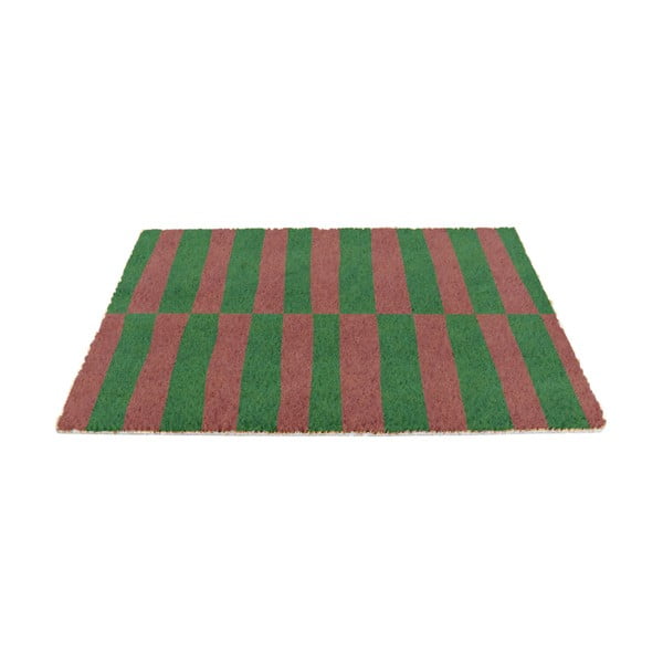 Wycieraczka z włókna kokosowego 40x60 cm Pink & Green Half Stripes – Artsy Doormats