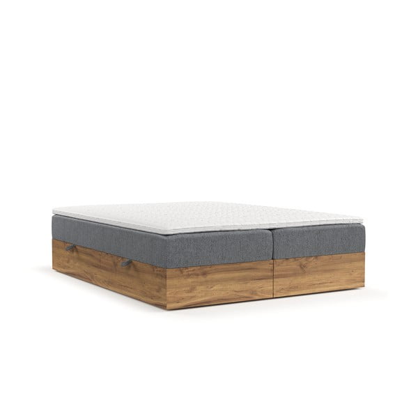 Szaro-naturalne łóżko boxspring ze schowkiem 180x200 cm Faro – Maison de Rêve