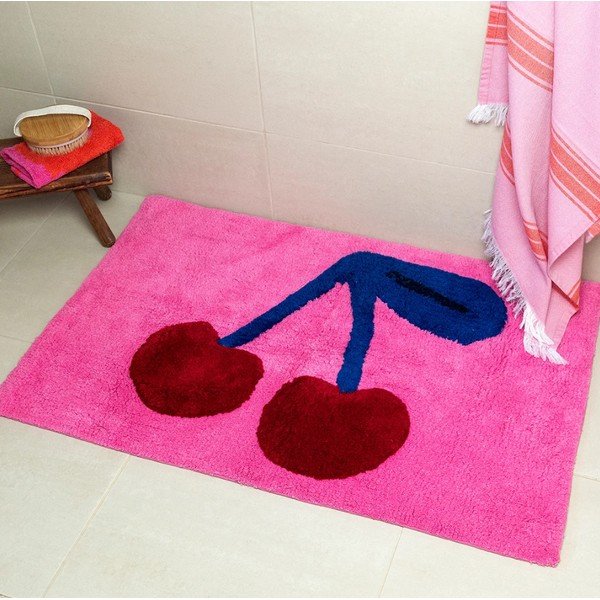 Różowy tekstylny dywanik łazienkowy 83x52,5 cm Cherry – Rex London-image-1