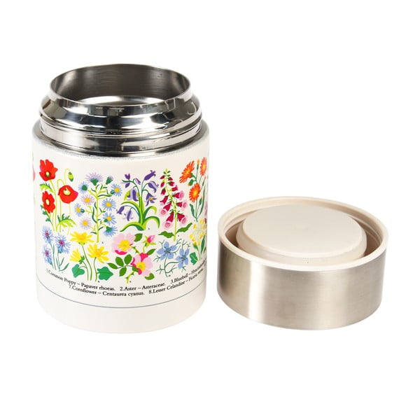 Termos na jedzenie dla dzieci w kremowo-srebrnym kolorze 450 ml Wild Flowers – Rex London-image-1