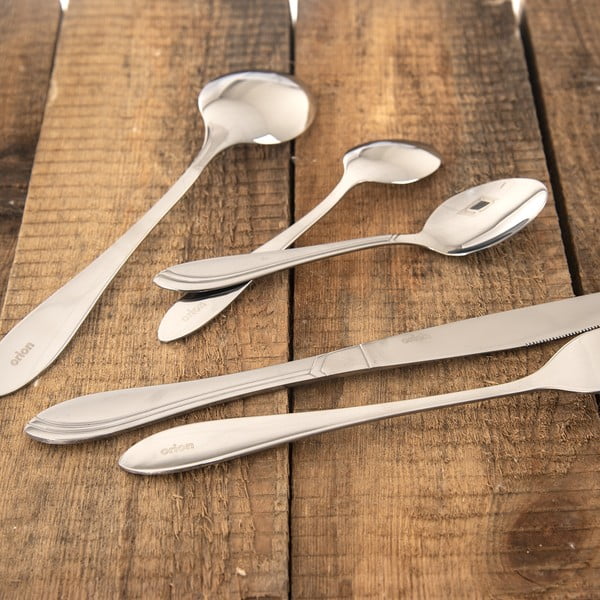 Sztućce 24 szt. ze stali nierdzewnej w kolorze srebra Satin – Orion-image-1