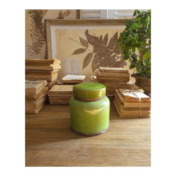Zielony wazon ceramiczny z wieczkiem Orchidea Milano, 16 cm