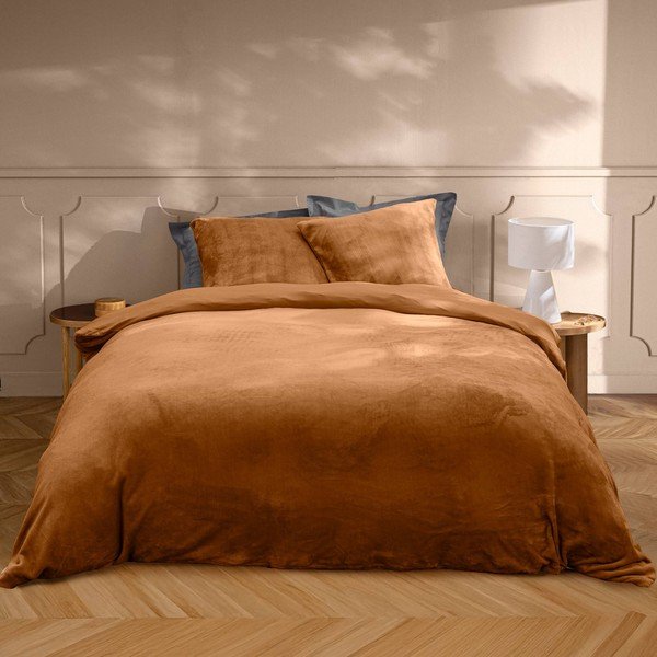Jasnobrązowa pościel dwuosobowa z mikfroflaneli 3-częściowa 240x220 cm Flanou – douceur d'intérieur-image-1
