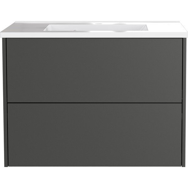 Antracytowa wisząca szafka pod umywalkę z matowym wykończeniem 81x61 cm Bodera – Germania-image-2