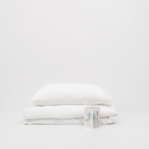 Dziecięca biała lniana poszewka na poduszkę Linen Tales Nature, 40x45 cm-image-2