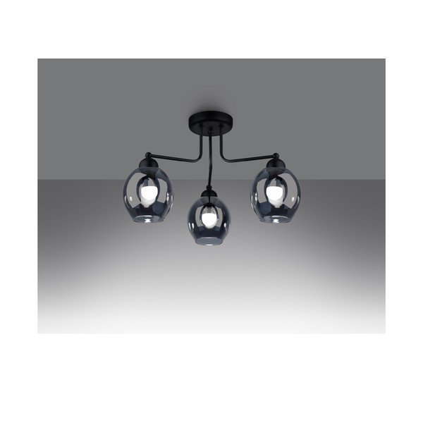 Czarna lampa sufitowa ze szklanym kloszem 54x54 cm Garten – Sollux-image-1