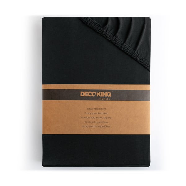 Czarne dżersejowe prześcieradło z gumką 180x200 cm Amber – Restilo-image-4