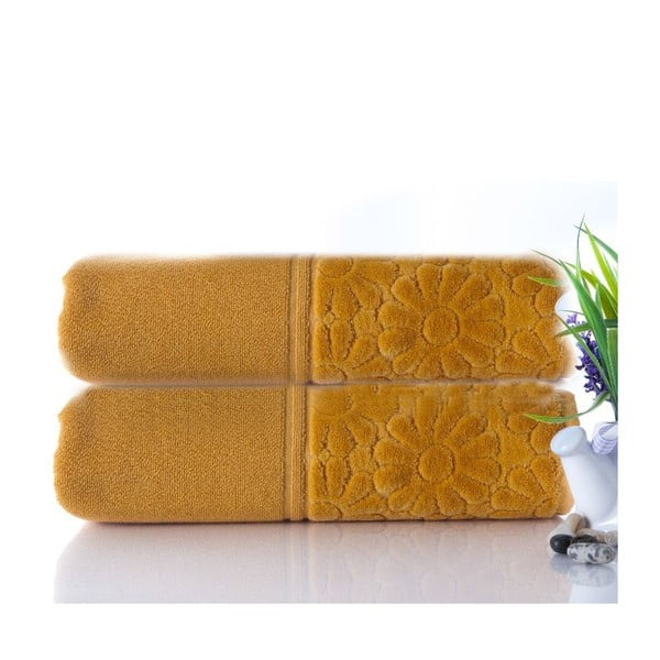 Zestaw 2 ręczników Samba Mustard, 50x90 cm