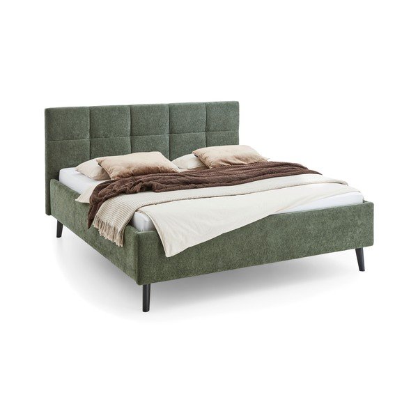 Tapicerowane łóżko dwuosobowe ze schowkiem ze stelażem 180x200 cm w kolorze khaki Nova – Meise Möbel