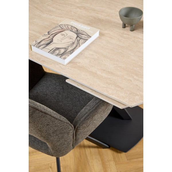 Ciemnoszary fotel jadalniany z podłokietnikami Graham – Actona-image-2