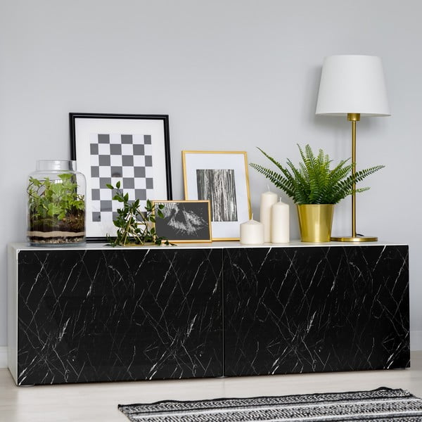 Naklejka na meble 200x60 cm Black and White Marble – Ambiance-image-1