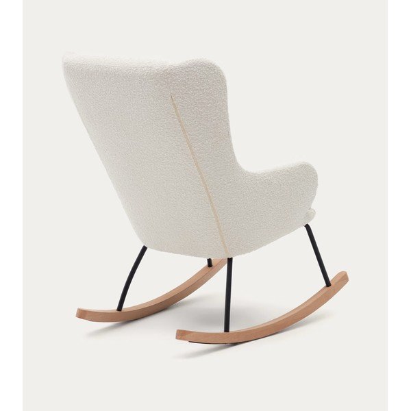 Biały bujany fotel z materiału bouclé Maustin – Kave Home-image-3