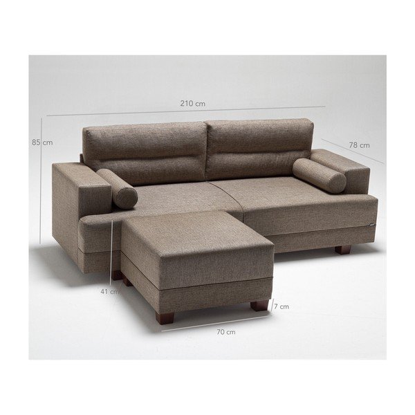 Brązowa sofa z podnóżkiem Balcab Home Ivett-image-1