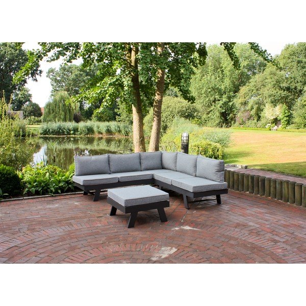 Szary aluminiowy zestaw mebli ogrodowych dla 4 osób Donna – Garden Pleasure-image-1