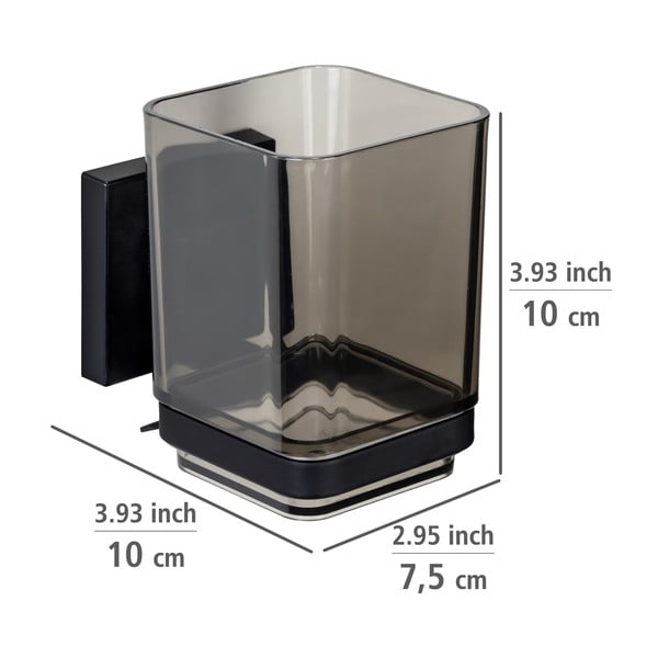 Czarny samoprzylepny plastikowy kubek na szczoteczki do zębów Quadro – Wenko-image-4