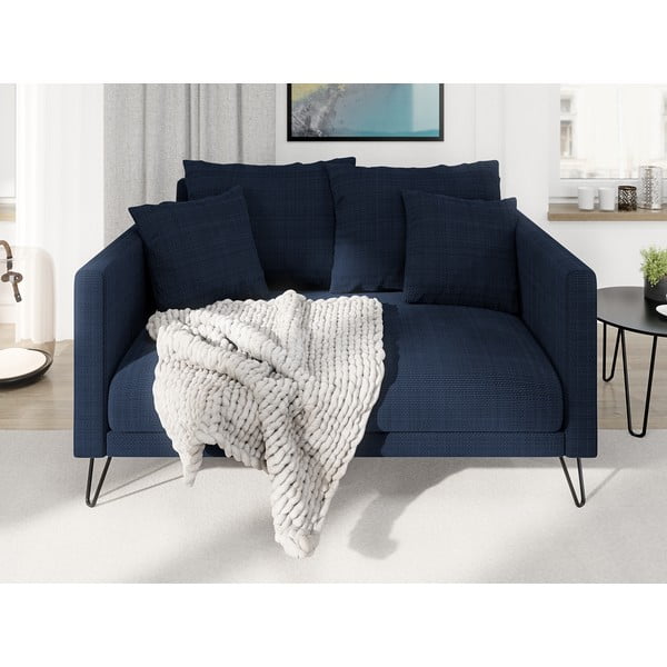 Ciemnoniebieska sofa  z tkaniny szenilowej 140 cm Freya – Ropez-image-1