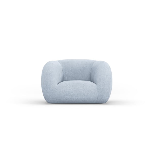 Jasnoniebieski fotel z materiału bouclé Essen – Cosmopolitan Design