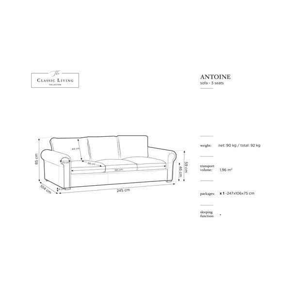 Czarna sofa Windsor & Co Sofas Hermes, 245 cm-image-1