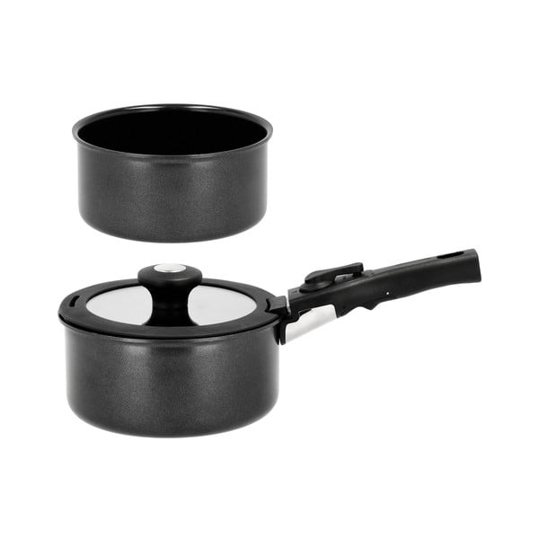 Aluminiowy zestaw rondli z odpinaną rączką, pokrywką i nieprzywierającą powierzchnią 2 szt. 2,4 l – Holm