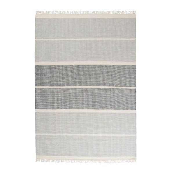 Niebieski dywan wełniany ręcznie tkany Linie Design Reita, 160x230 cm