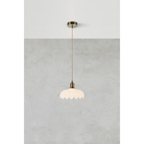 Lampa wisząca w biało-mosiężnym kolorze ze szklanym kloszem ø 25,5 cm Kurage – Markslöjd-image-3