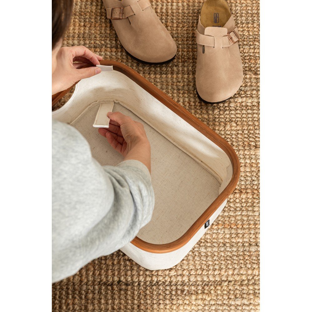 Kremowy tekstylny pojemnik 38x26x16 cm Bamboo/Linen – Bigso (zdjęcie 4)