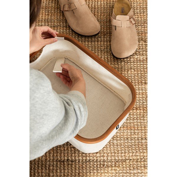 Kremowy tekstylny pojemnik 38x26x16 cm Bamboo/Linen – Bigso-image-3