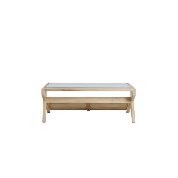 Stolik ze szklanym blatem w jasnym naturalnym kolorze 70x112 cm Yuki – Light & Living-image-4