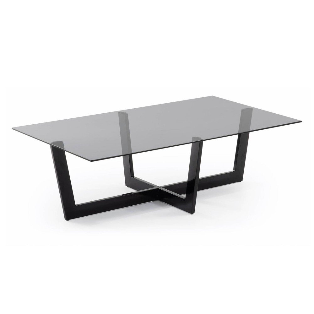Czarny stolik ze szklanym blatem 70x120 cm Plam – Kave Home