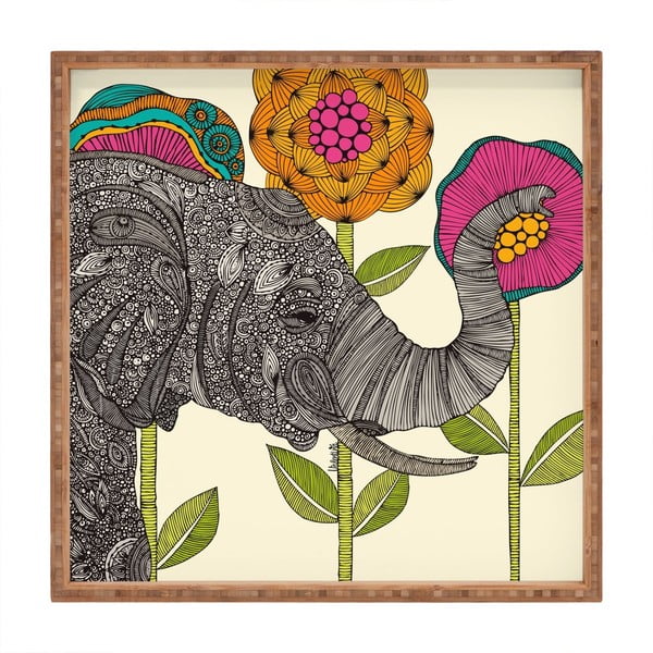 Drewniana taca dekoracyjna Elephant, 40x40 cm