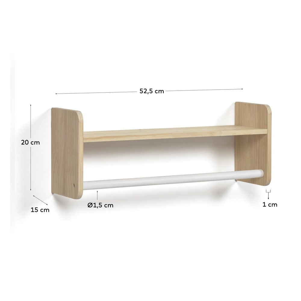 Dziecięcy wieszak ścienny z litego drewna sosnowego w naturalnym kolorze 52,5x20 cm Florentina – Kave Home (zdjęcie 8)
