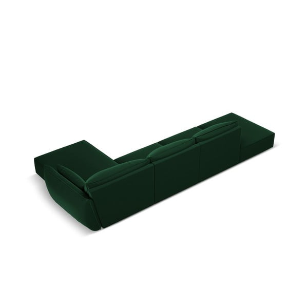 Ciemnozielony aksamitny narożnik (prawostronny/z szezlongiem) Vanda – Mazzini Sofas-image-3