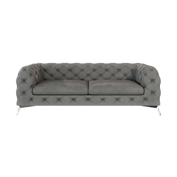 Szara aksamitna sofa 225 cm Chelsea – Ropez