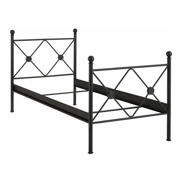 Czarne łóżko jednoosobowe Støraa Johnson, 90x200 cm