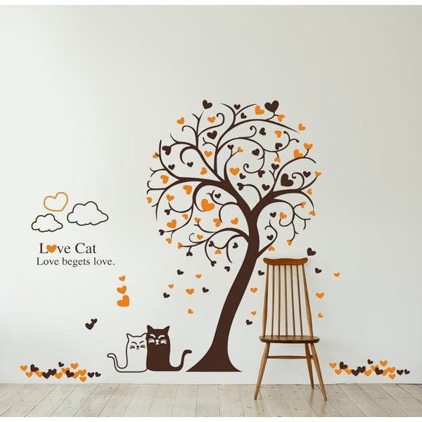 Naklejka ścienna Kot i drzewo, 60x90 cm