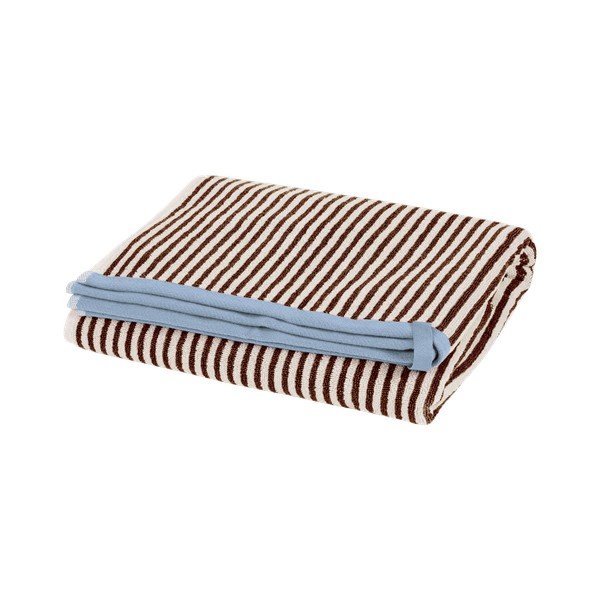 Brązowy/kremowy bawełniany ręcznik kąpielowy frotte 70x140 cm Gobo – noo.ma