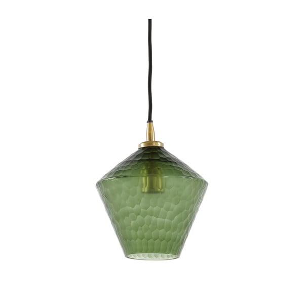 Zielona lampa wisząca ze szklanym kloszem ø 20 cm Delila – Light & Living