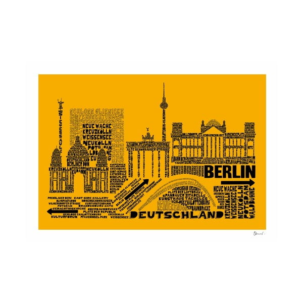 Plakat Berlin Yellow&Black, 50x70 cm
