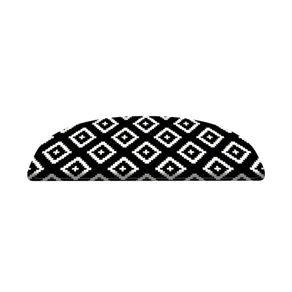 Zestaw 16 czarno–białych dywaników na schody Vitaus Art, 20x65 cm