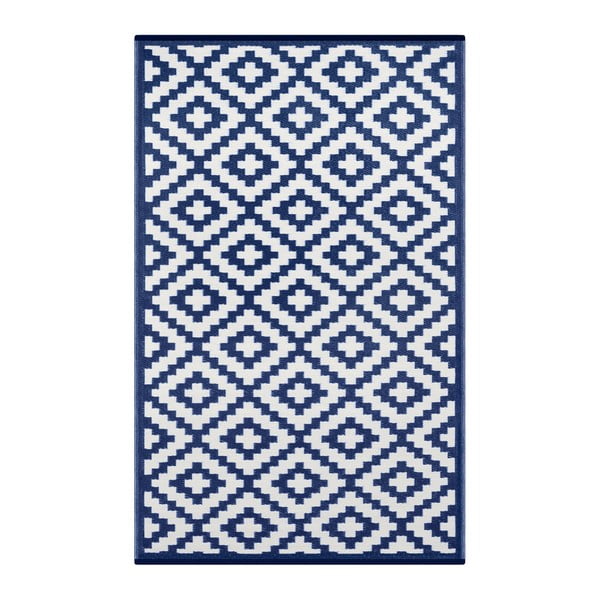 Niebiesko-biały dwustronny dywan zewnętrzny Green Decore Parucha, 150x240 cm