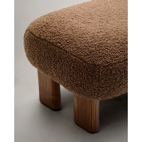 Brązowy podnóżek z materiału bouclé Nema – Kave Home-image-4