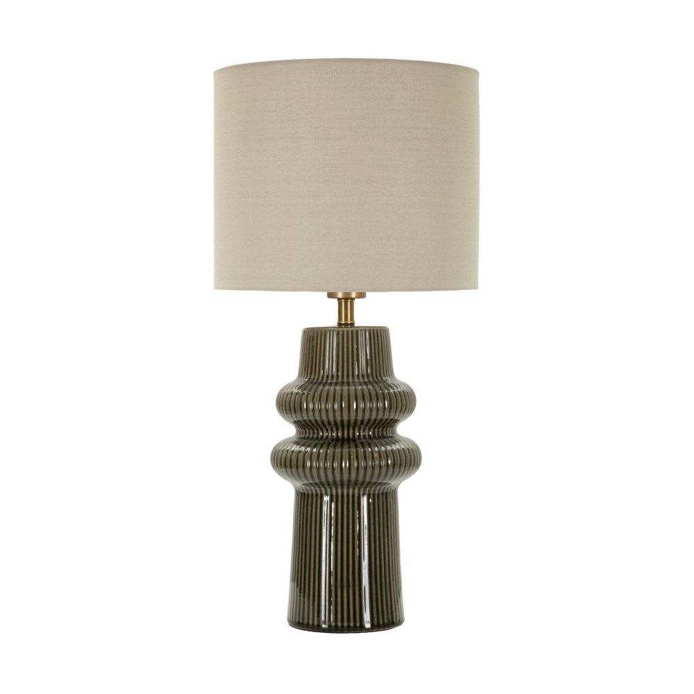 Lampa stołowa ceramiczna w kolorze khaki/kremowa z tekstylnym kloszem (wysokość 64,5 cm) Harmony – Mauro Ferretti