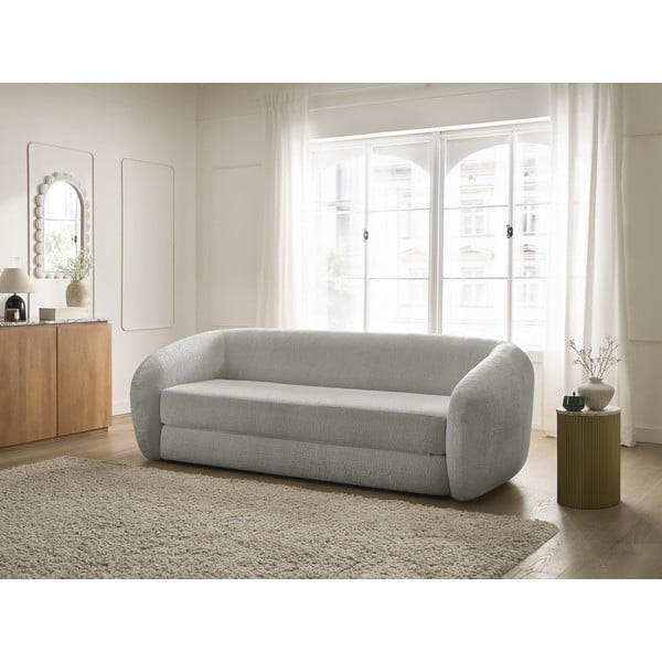 Jasnoszara rozkładana sofa z tkaniny szenilowej 228 cm Neyo – Bobochic Paris-image-1