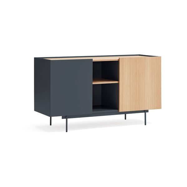 Antracytowo-naturalna niska komoda w dekorze dębu 130x78 cm Otto – Teulat-image-2