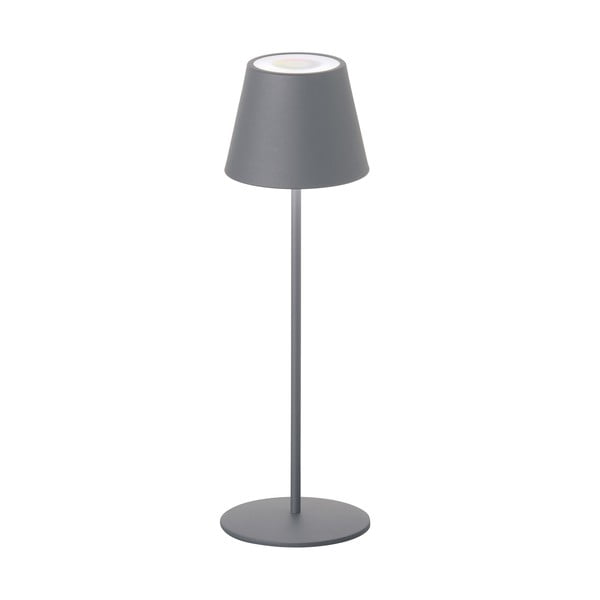 Szara lampa stołowa LED z metalowym kloszem, ściemniaczem i czujnikiem ruchu (wys. 38 cm) Consenza – Fischer & Honsel