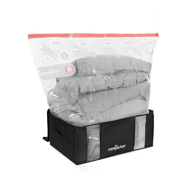 Tekstylne pojemniki do przechowywania ubrań zestaw 2 szt. próżniowe/usztywniane 65x45x27 cm Black Edition – Compactor-image-1